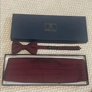 Brooks Brothers Burgundy Bow Tie and Cummerbund Set